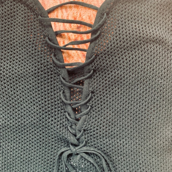 Satva Black Knit Sweater w/ Lace Up Back - Picture 2 of 5